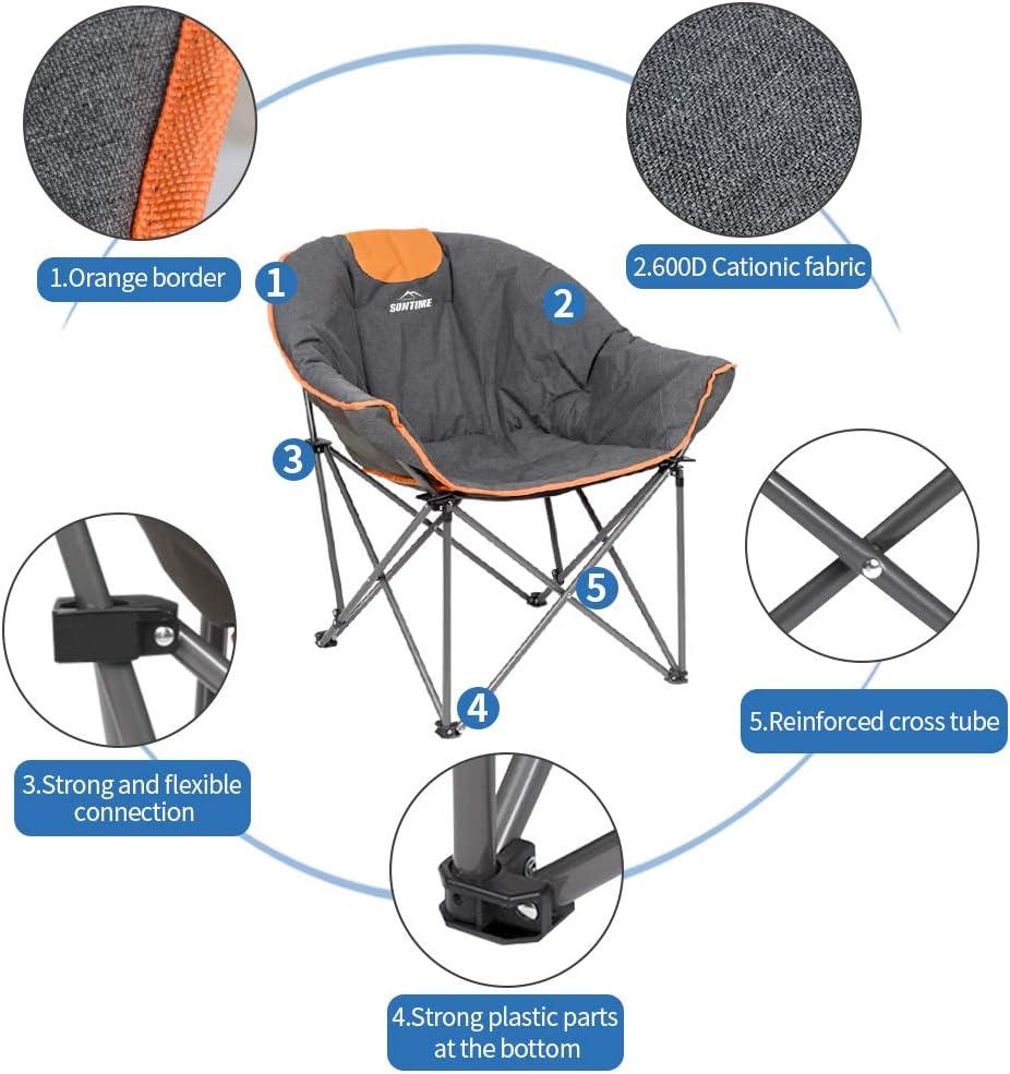 Oversized Gray and Orange Moon Saucer Camping Chair