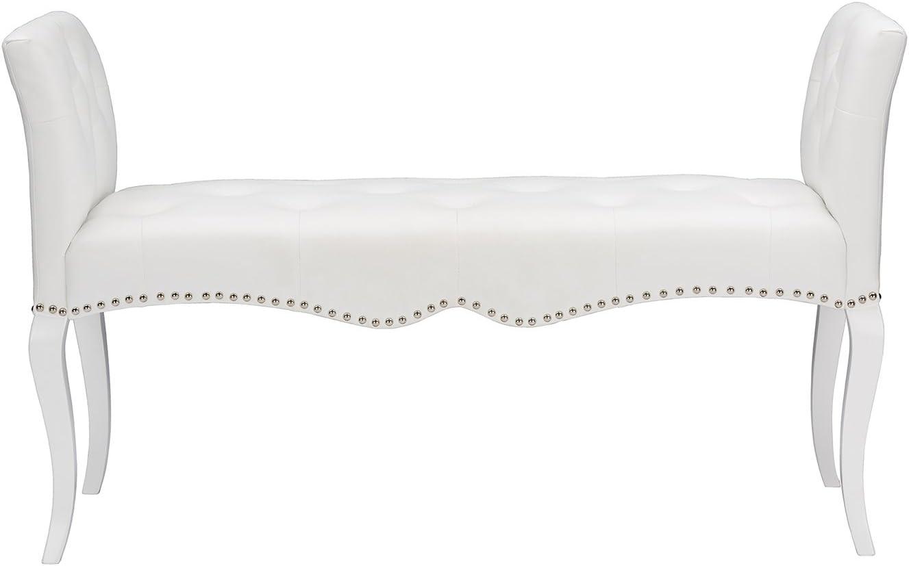 Baxton Studio Kristy Modern and Contemporary White Faux Leather Classic Seating Bench