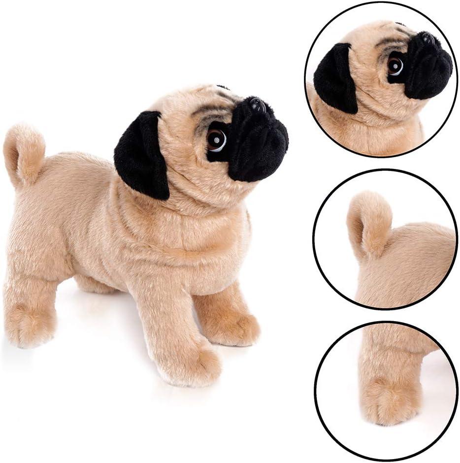BONI 12.5 inch Brown Pug Stuffed Animal, Pug Plush Dog Stuffed Animals Gifts for Children Christmas Day Birthday