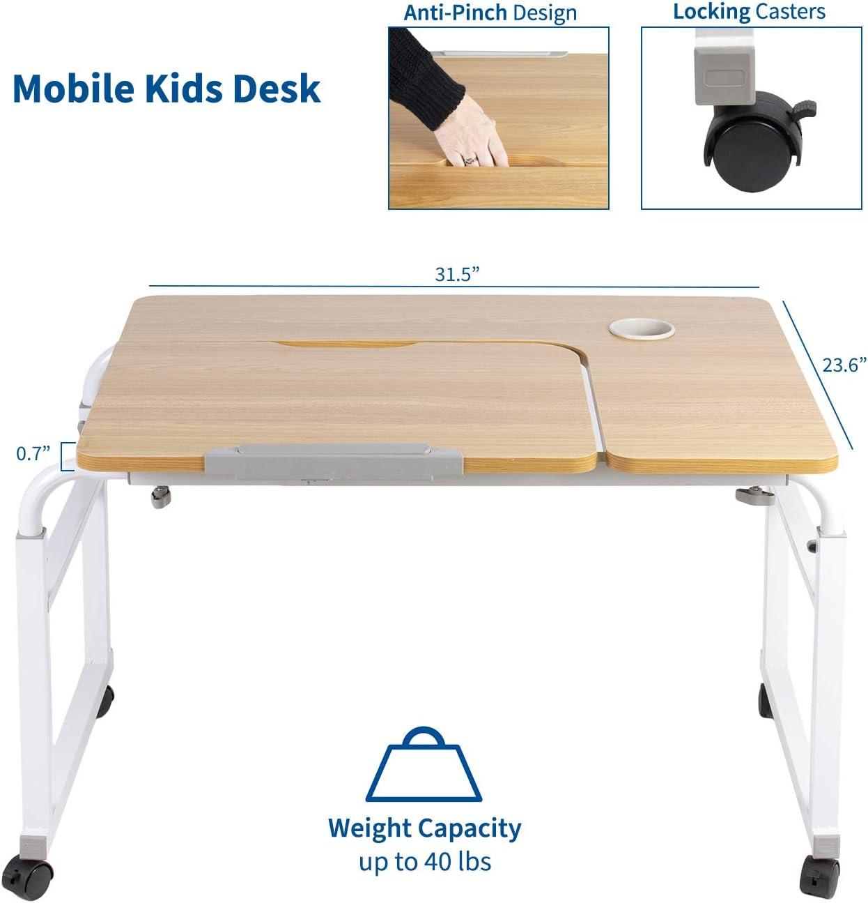 Adjustable Modern White Laminated Wood Writing Desk with Cup Holder