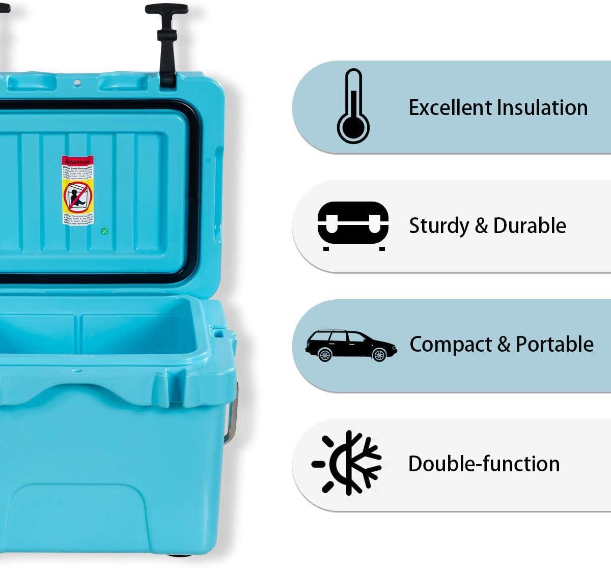 Costway 16 Quart Cooler Portable Ice Chest Leak-proof 24 Cans Ice Boxfor Camping
