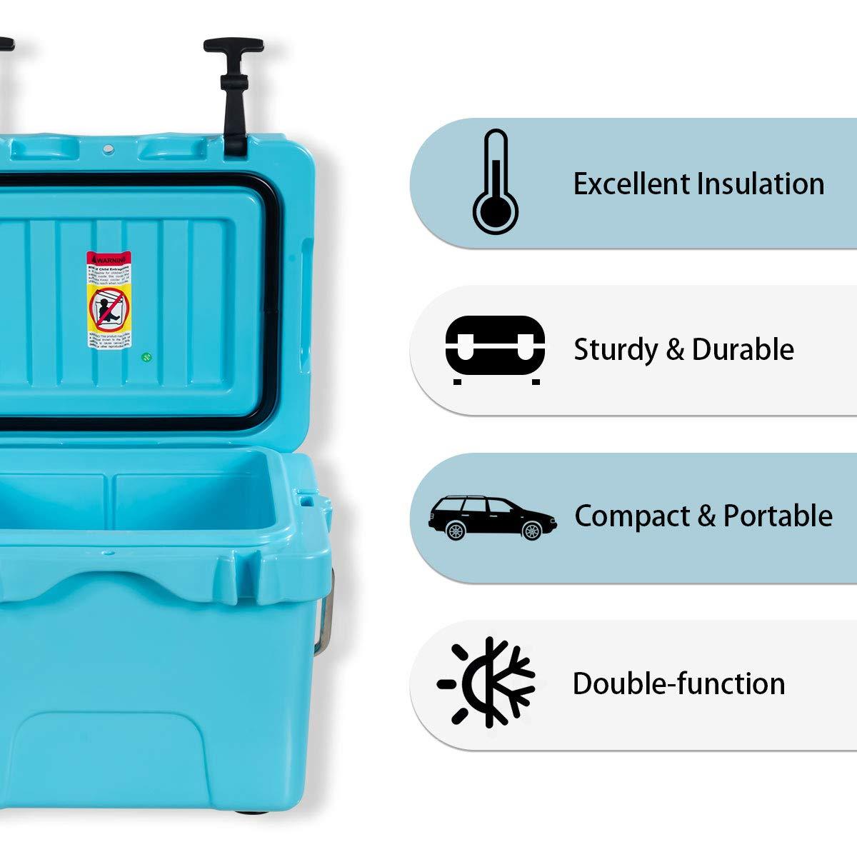 Costway 16 Quart Cooler Portable Ice Chest Leak-proof 24 Cans Ice Boxfor Camping