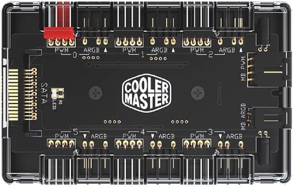 ARGB and PWM Fan HUB,6 Ports for Addressable RGB Lighting,1 to 6 Multi Way Magnetic backplane Splitter 5V/3PIN Case Fan Hub Adapter