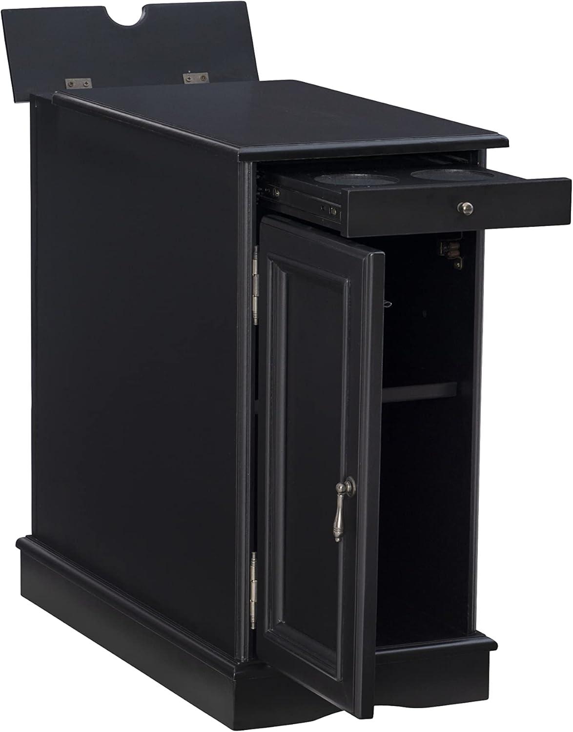 Powell Butler Accent Table with USB and Electrical Charging Station, Black