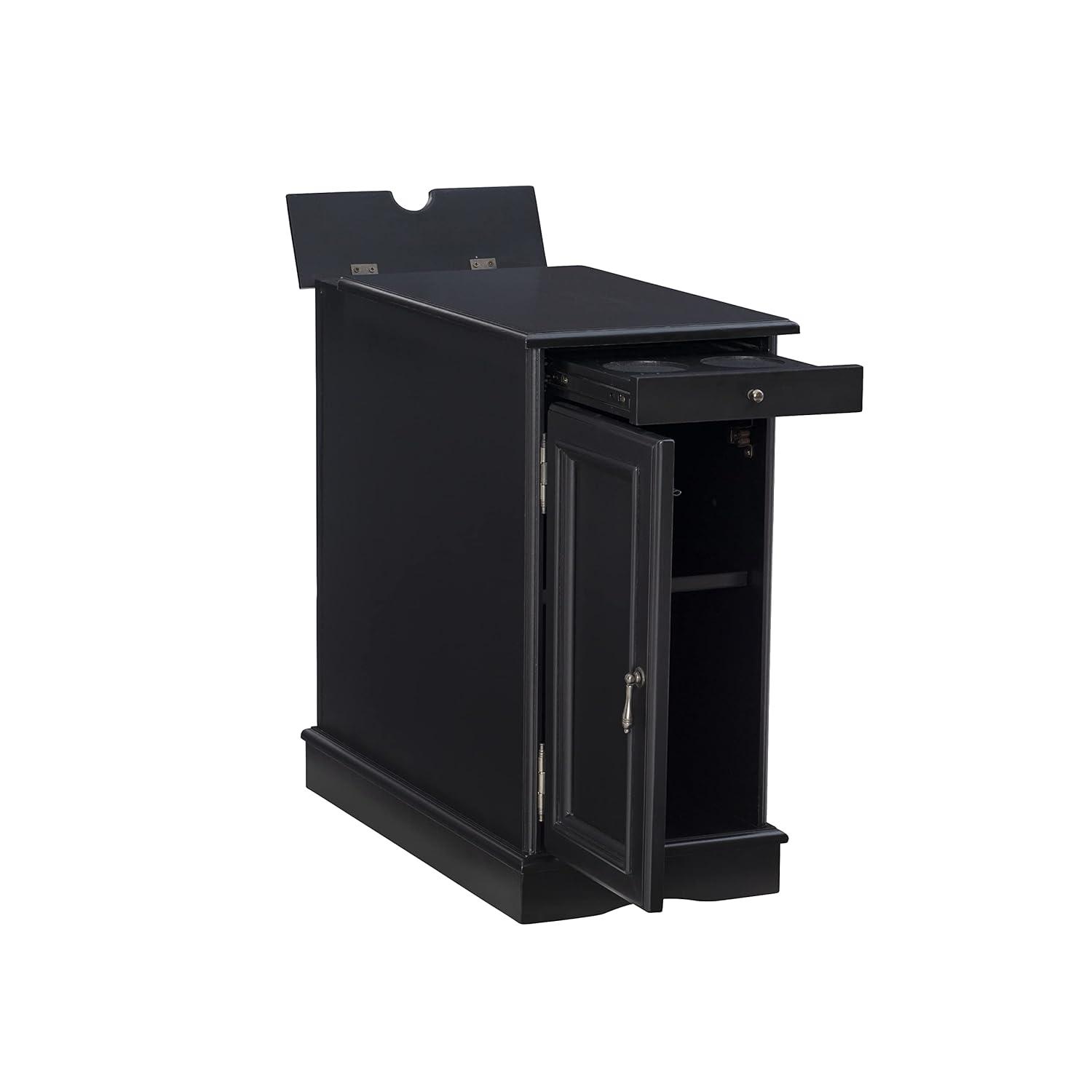 Powell Butler Accent Table with USB and Electrical Charging Station, Black