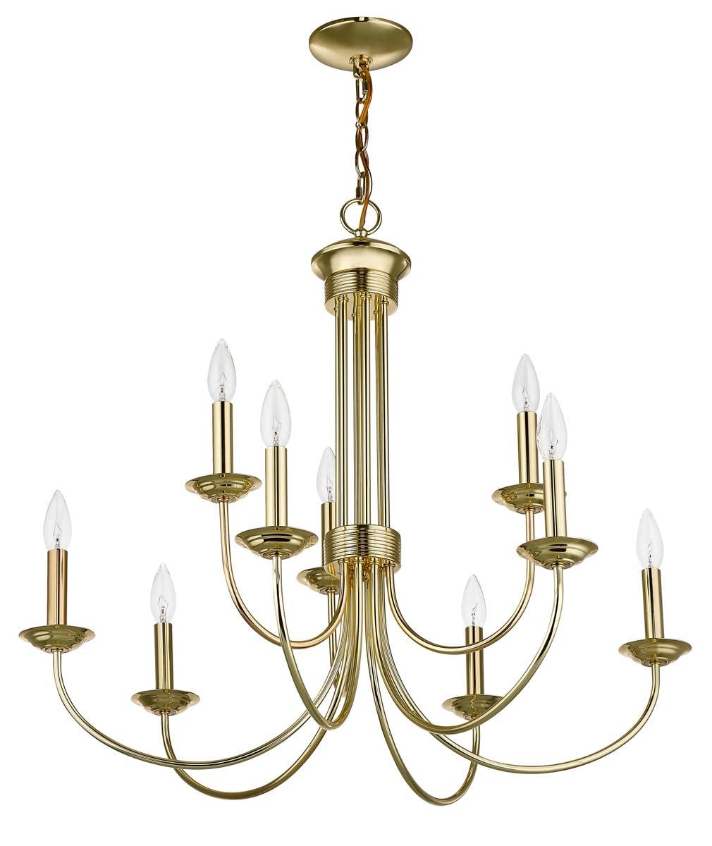 Livex Lighting Estate 9 - Light Chandelier in  Polished Brass