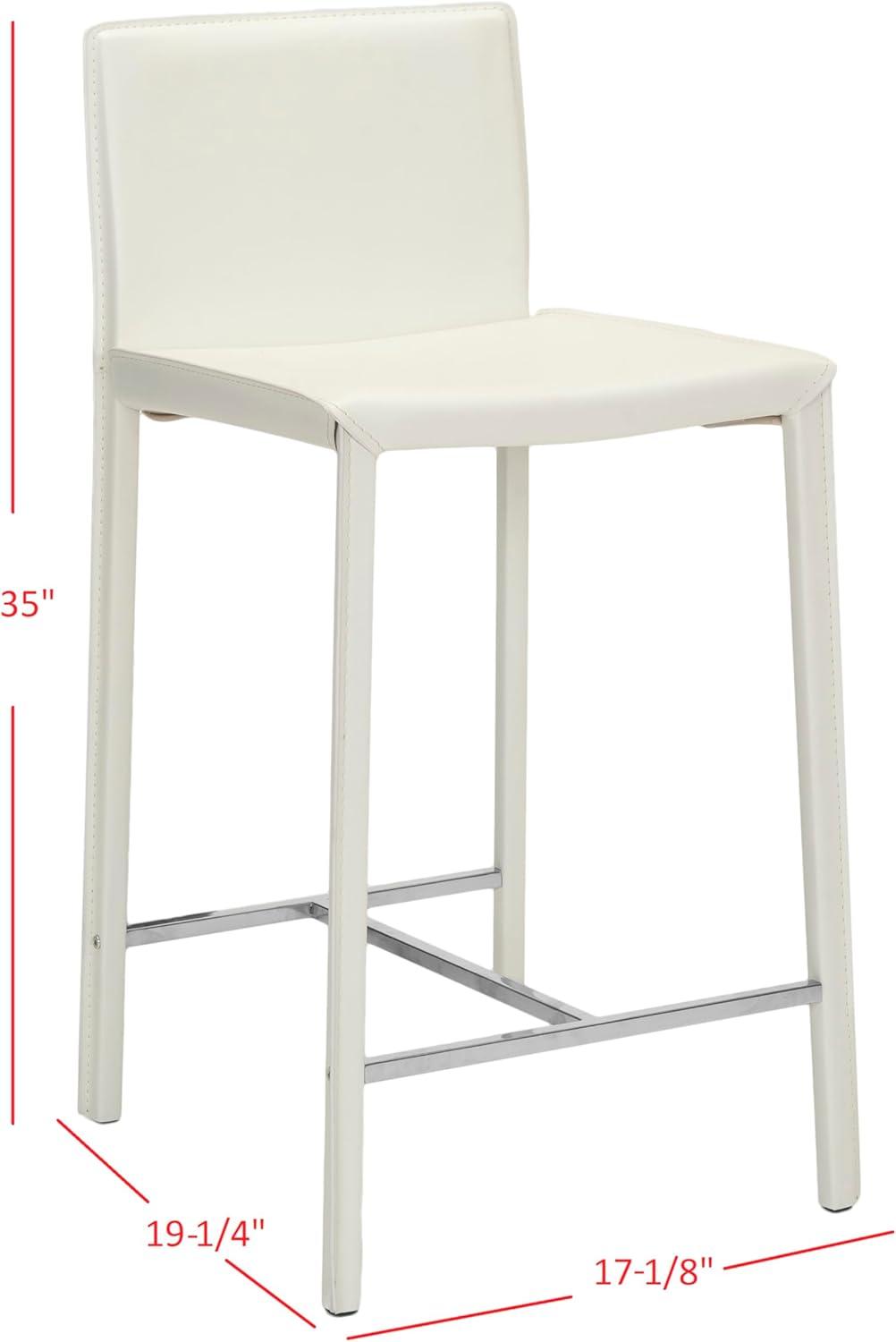 SAFAVIEH Jason Square Mid Back Counter Stool, White (Set of 2)