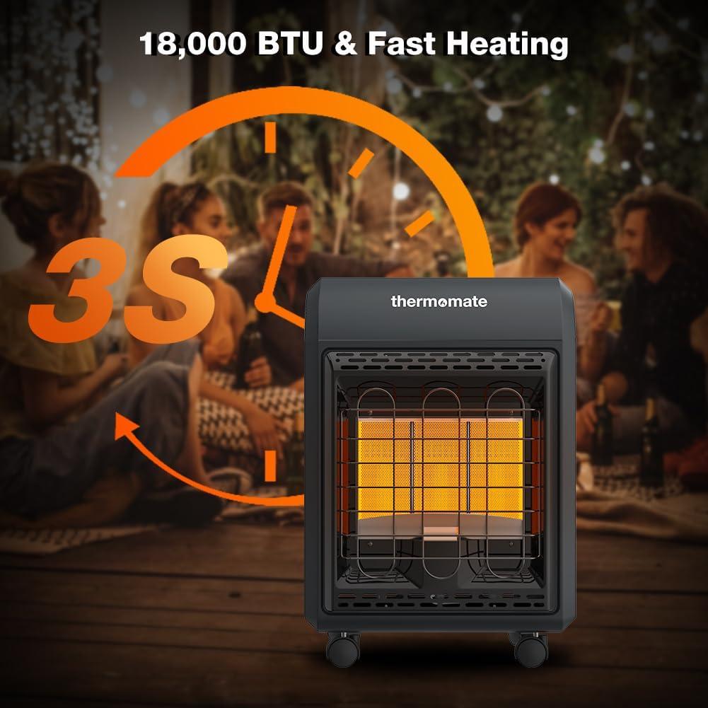 Black Portable Propane Heater with Safety Features