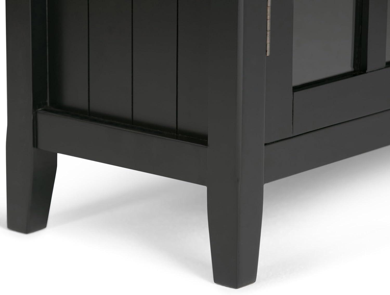 Simpli Home Acadian Solid Wood Shelf Storage Cabinet with Glass Doors and Adjustable Shelves
