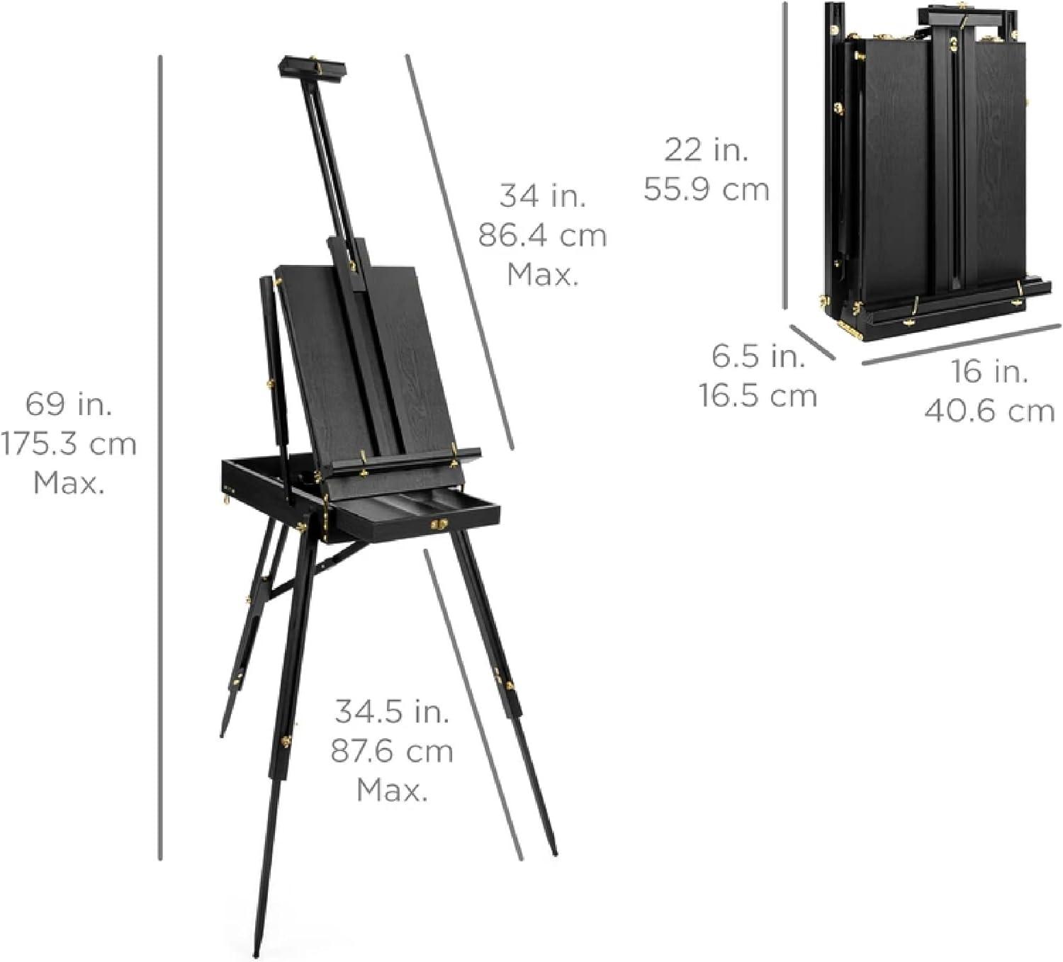 Best Choice Products French Easel, 32pc Beginners Kit Portable Wooden Adjustable Tripod  w/ Paint Supplies - Black