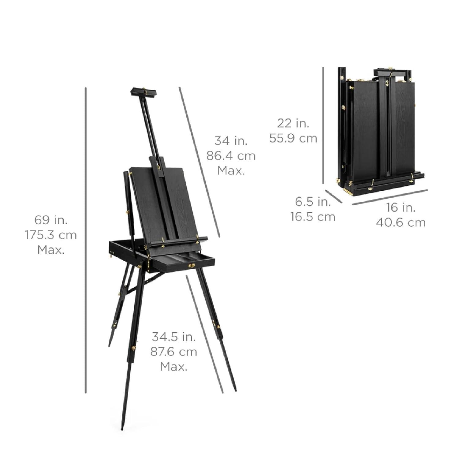 Best Choice Products French Easel, 32pc Beginners Kit Portable Wooden Adjustable Tripod  w/ Paint Supplies - Black