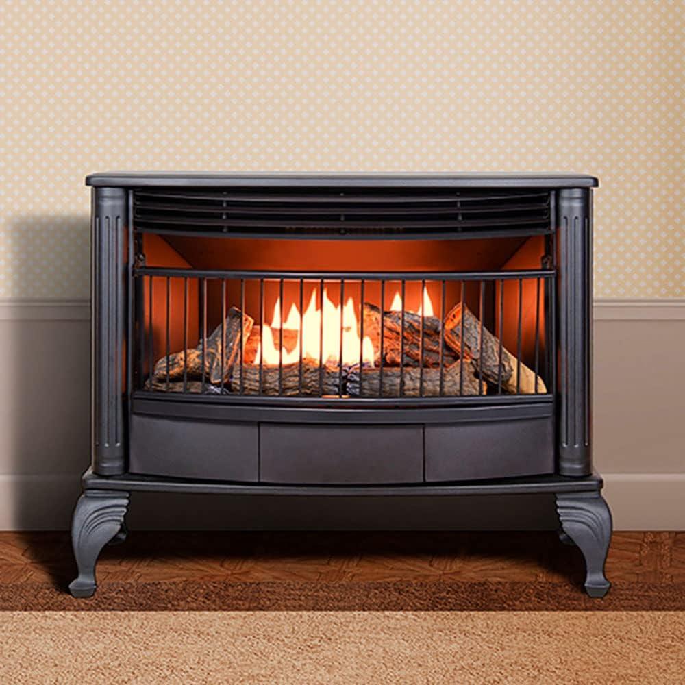 ProCom Vent less Dual Fuel Gas Stove - 25,000 BTU, T-Stat Control, Black Finish - Model# QNSD250T