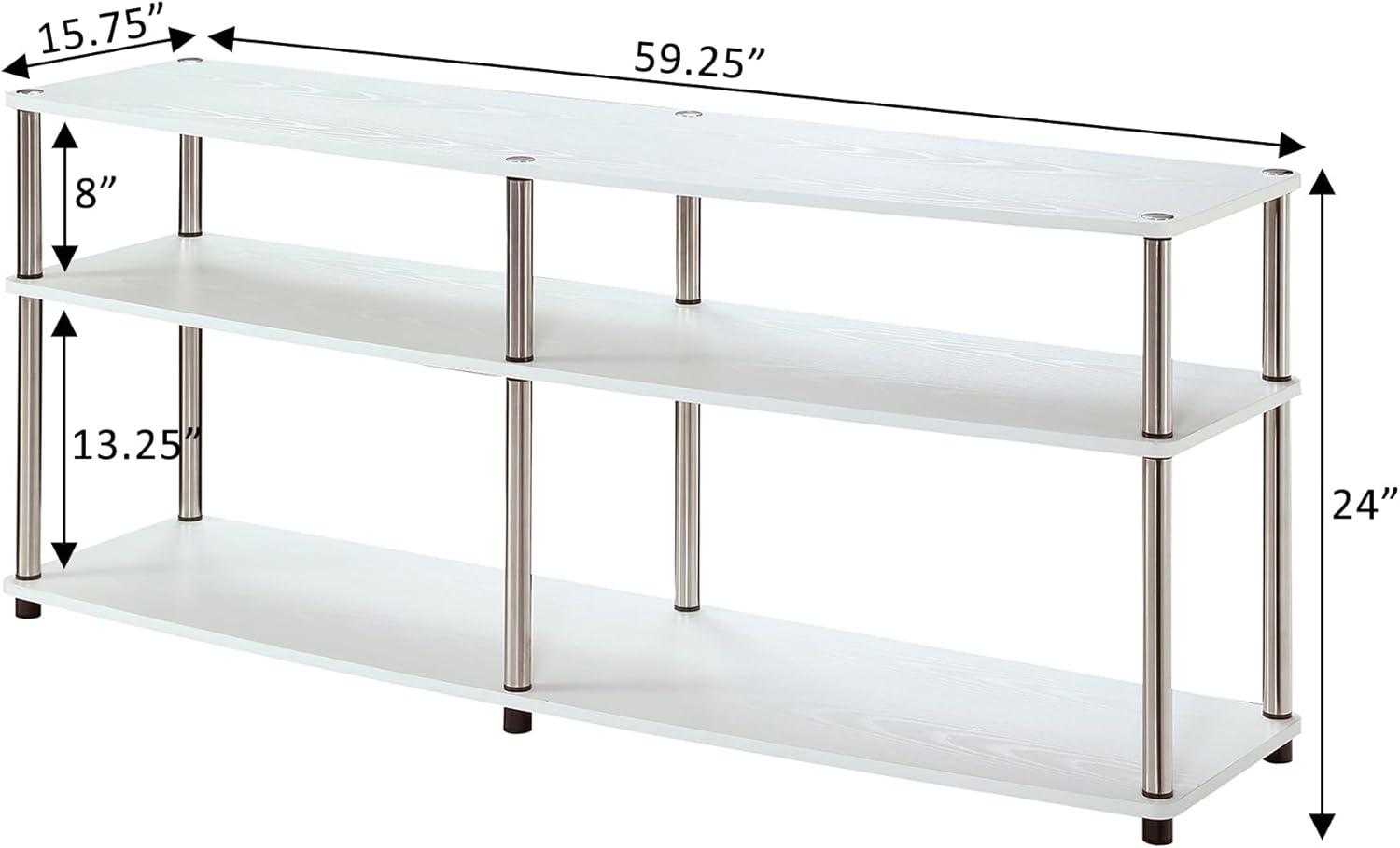 Convenience Concepts Designs2Go No Tools 3 Tier Wide TV Stand for TVs up to 65 Inches, White