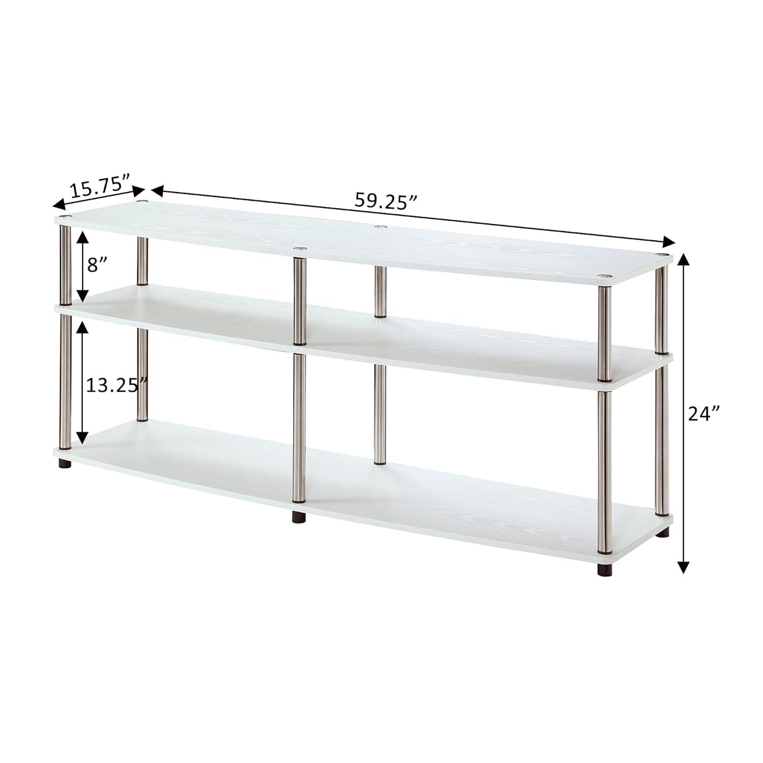 Convenience Concepts Designs2Go No Tools 3 Tier Wide TV Stand for TVs up to 65 Inches, White