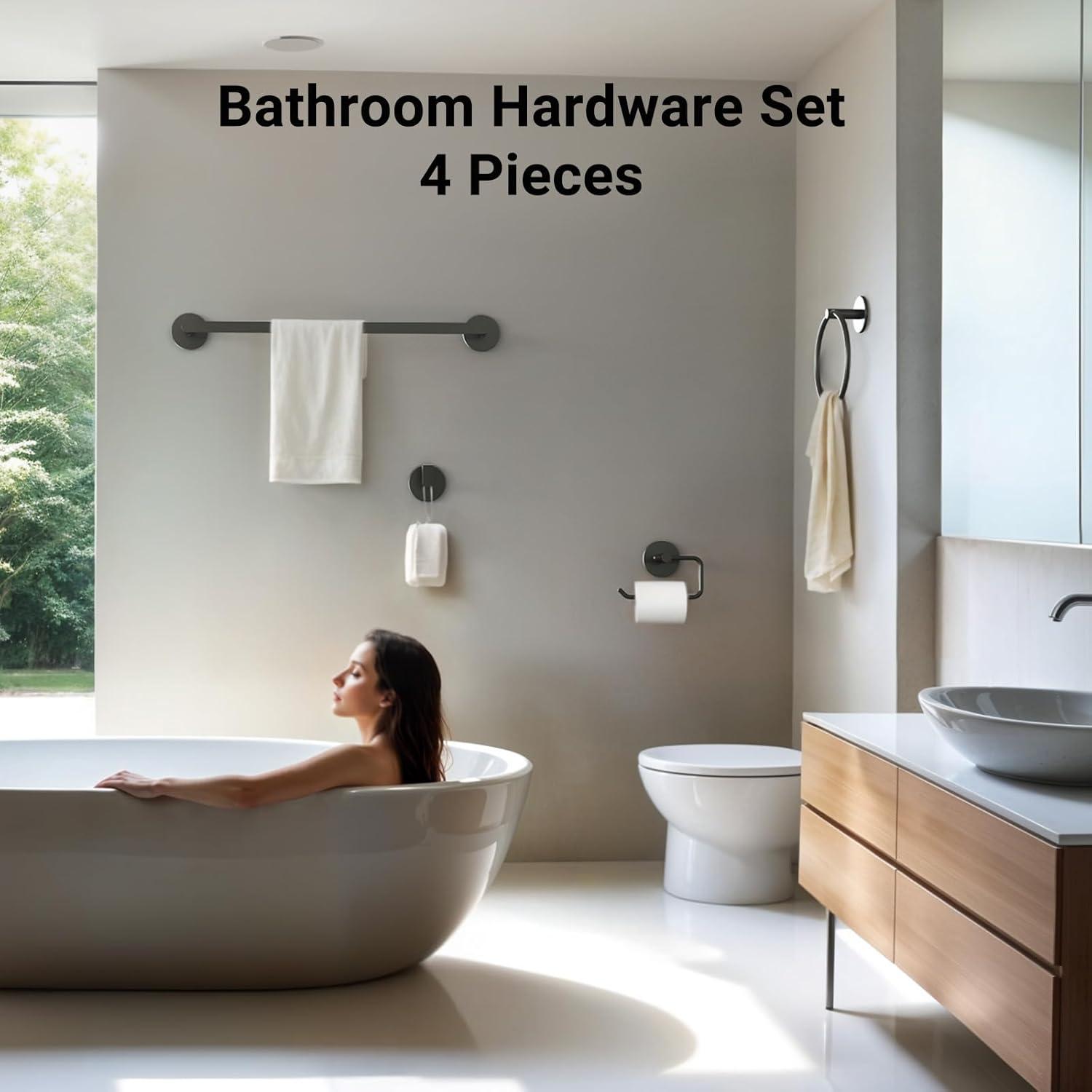 Beloky JA22F9 4 - Piece Bathroom Hardware Set