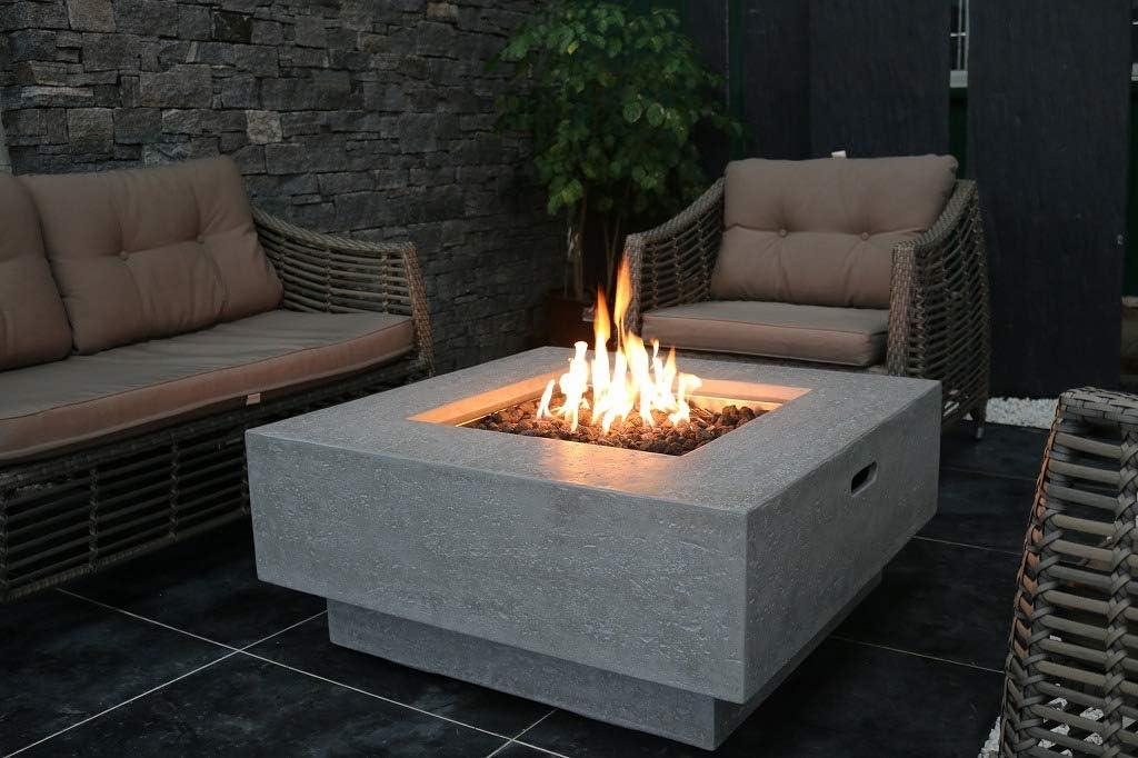 Manhattan 36" Light Gray Concrete Gas Fire Pit Table