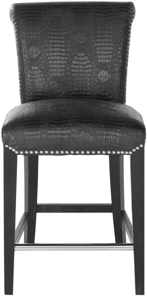 SAFAVIEH Seth Counter Stool Black / Crocodile