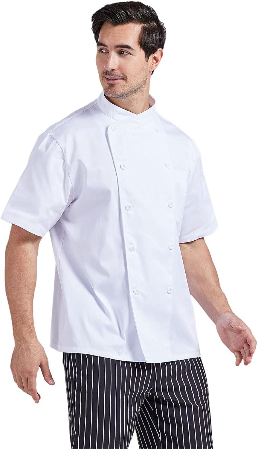 Men's White Short Sleeve Button Chef Coat