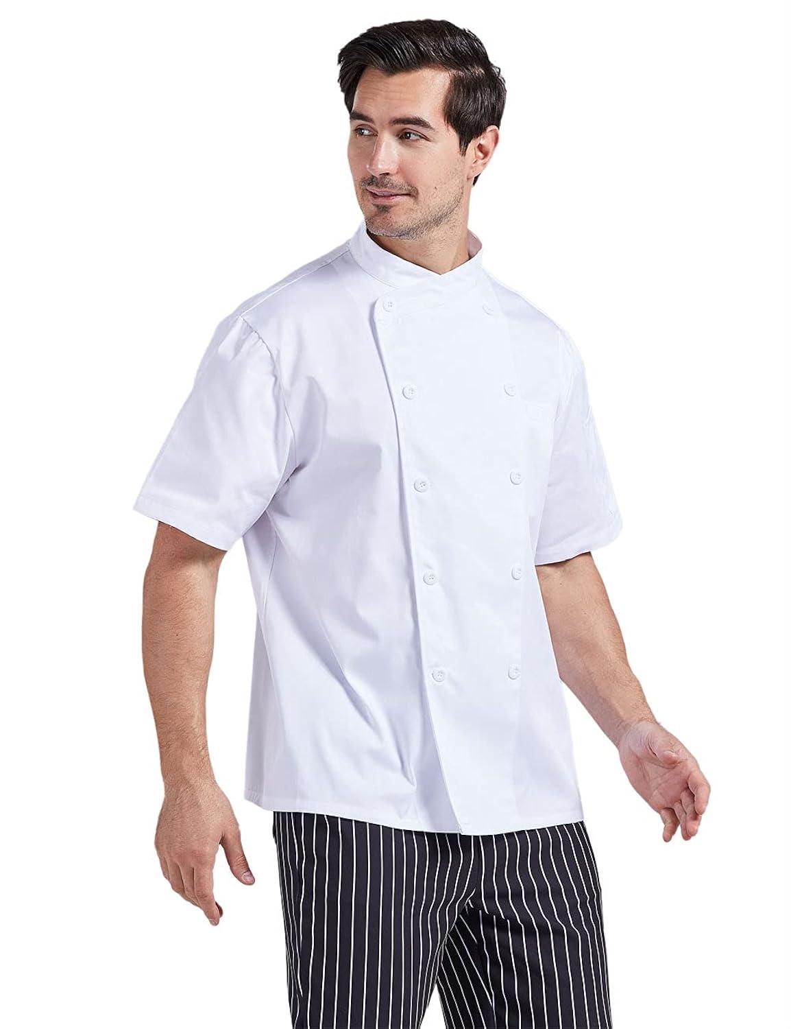 Men's White Short Sleeve Button Chef Coat