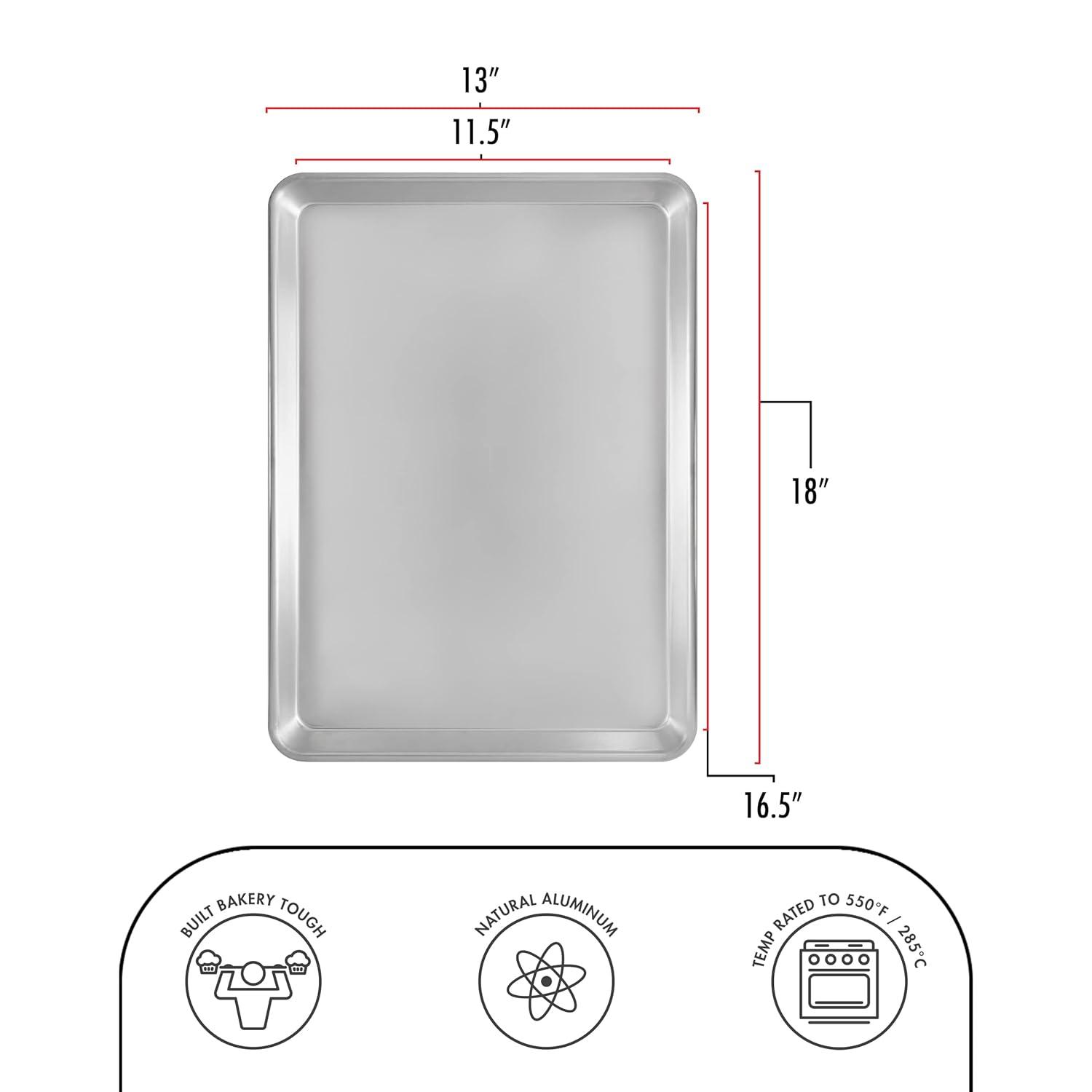 (2 pack) Nordic Ware Naturals 18" x 13" Aluminum Half Sheet, Rectangular Cookie & Baking Sheet Pan