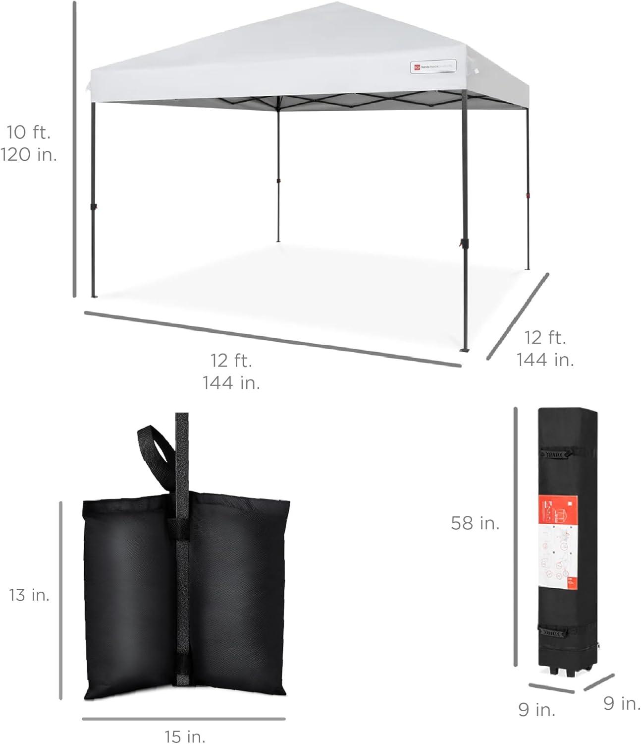 Best Choice Products Best Choice Products Easy Setup Pop Up Canopy W/ 1-Button Setup, Wheeled Case, 4 Weight Bags