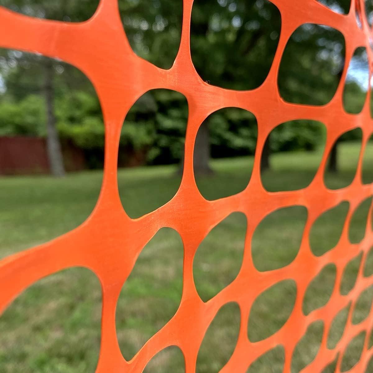 Ashman Plastic Mesh Fence, Construction Barrier Netting, Orange, 4'x200' Feet, 1 Roll, Garden Fencing, Fences Wrap, Above Ground, for Snow, Poultry, Chicken, Deer, Patio, Garden Netting, Orange 200FT
