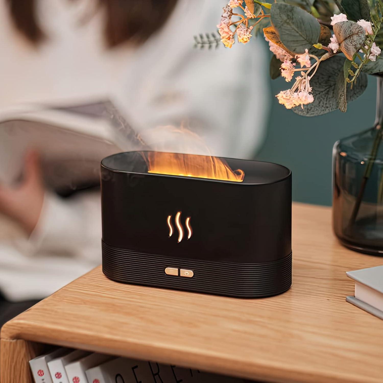 180ml Flame Air Humidifier Essential Oil Diffuser, TSV 3D USB 7 Color Light Aroma Diffuser for Home, Office, Spa, Gym