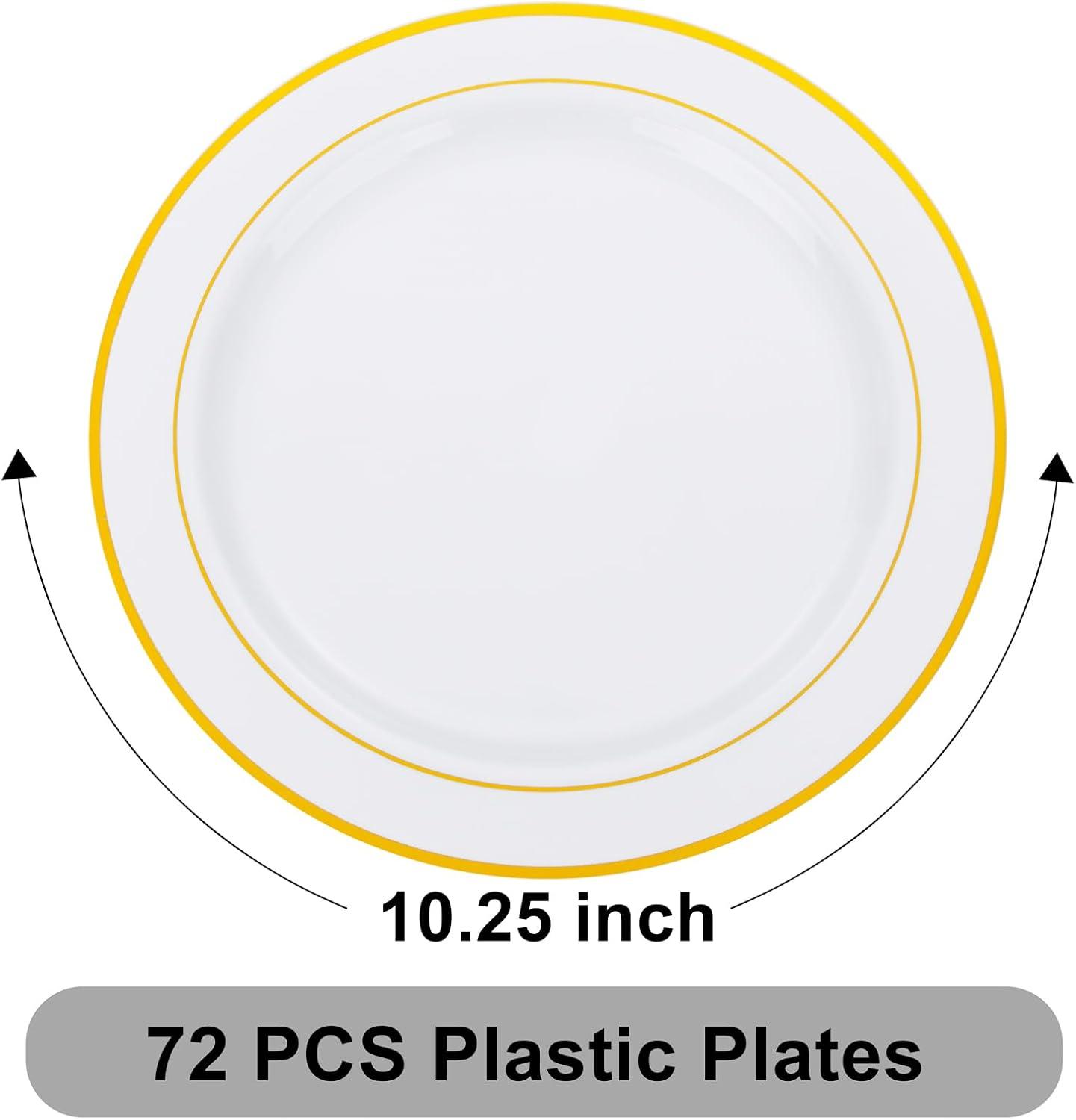 WELLIFE Silver Plastic Dinner Plates 72 Pieces, 10.25" Silver Disposable Plates, Premium Hard Plastic Lunch Plates, Ideal for Wedding and Party