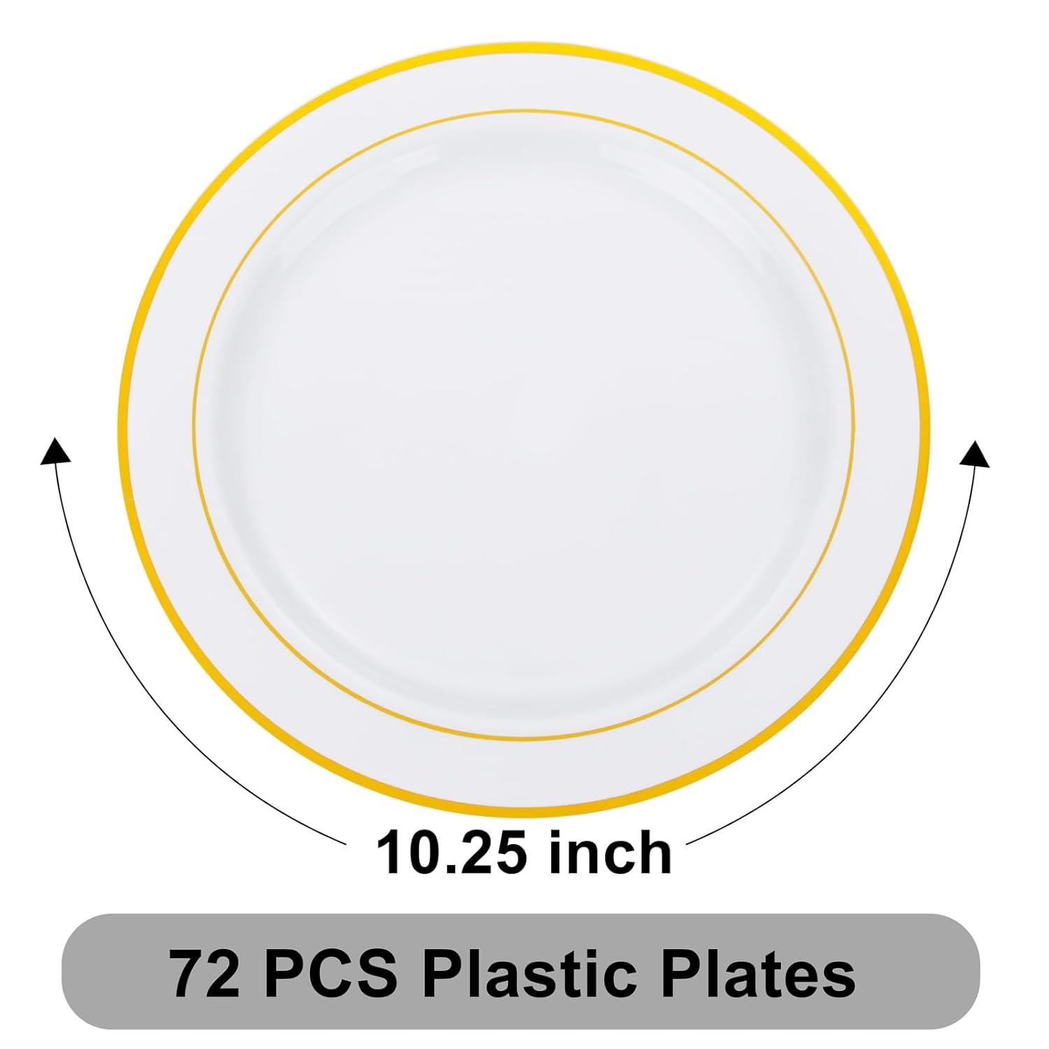 WELLIFE Silver Plastic Dinner Plates 72 Pieces, 10.25" Silver Disposable Plates, Premium Hard Plastic Lunch Plates, Ideal for Wedding and Party