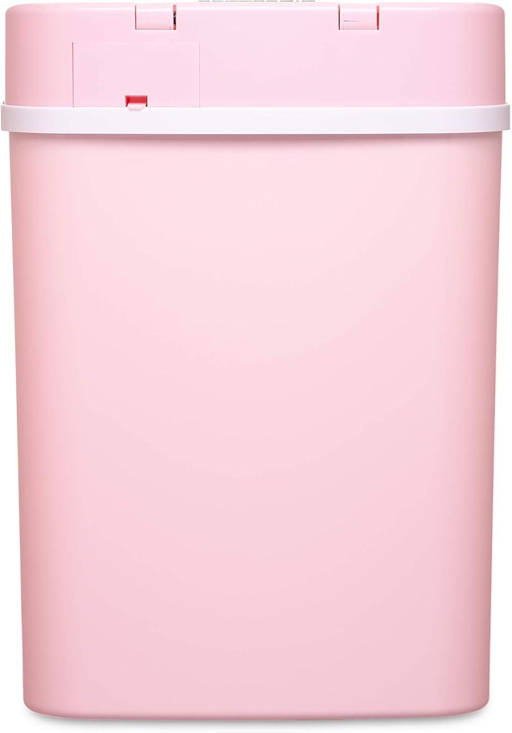 Nine Stars 3.2 Gallon Trash Can, Plastic Touchless Bathroom Trash Can, Pink