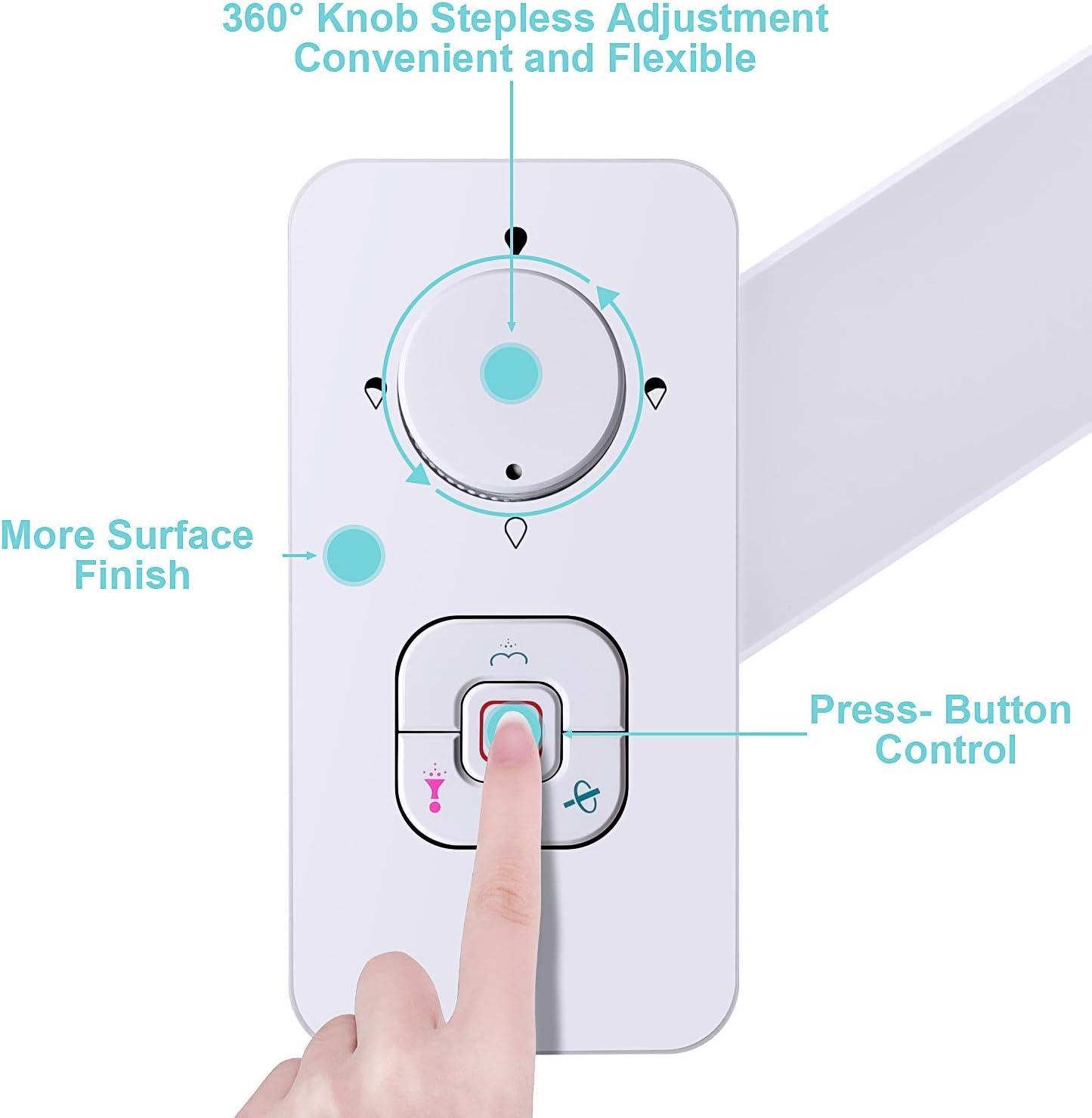 Samodra Non-Electric Cold Water Bidet Toilet Seat Attachment with Pressure Controls, Retractable Self-cleaning Dual Nozzles for Frontal & Rear Wash - White