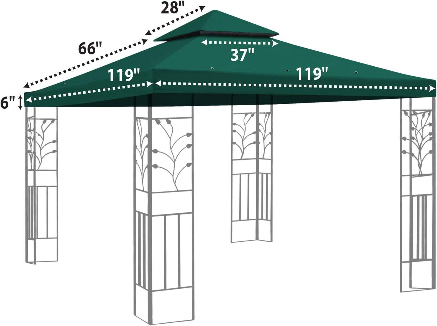 Bennium 10x10 FT Gazebo Replacement Canopy Top Cover Single Tiered Patio Sunshade Upgraded UV Protection, Canopy Cover (Green)