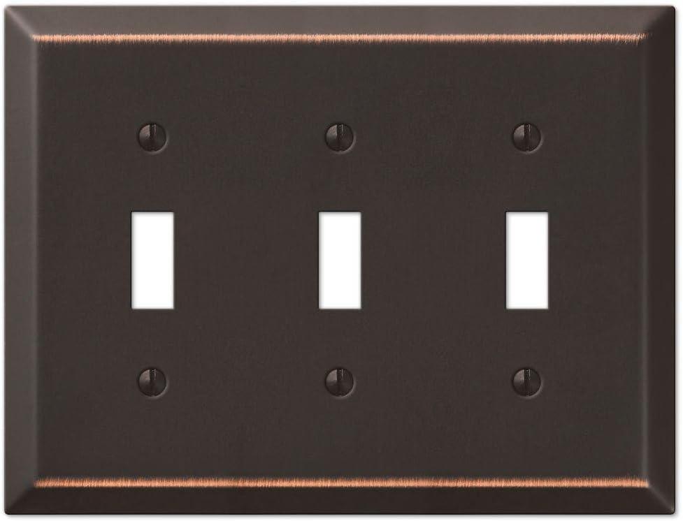 Amerelle Century Antique Bronze 3 gang Stamped Steel Toggle Wall Plate 1 pk