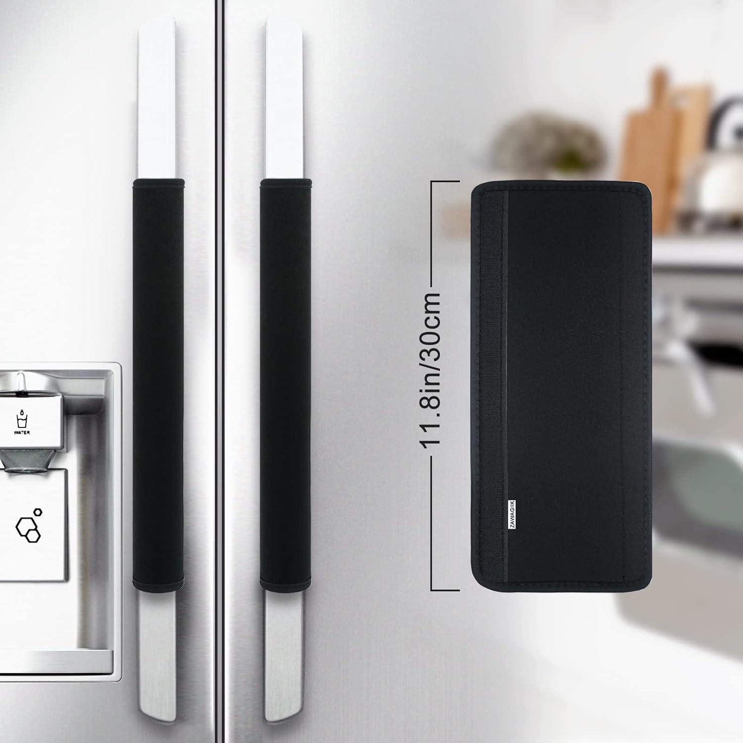 6Pcs Refrigerator Door Handle Cover Washable Kitchen Appliance Decor Handles Fridge Oven Microwave Dishwasher Antiskid Protector, Keep Off Fingerprints Food Stains (Black)