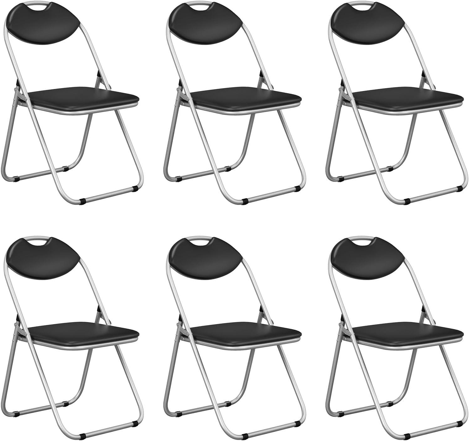 Canddidliike 6 Pieces U-Shape Folding Chairs with Hollow Handle, Dining Chairs, Dining Room Chair for Kitchen, Dining, Bedroom, Living