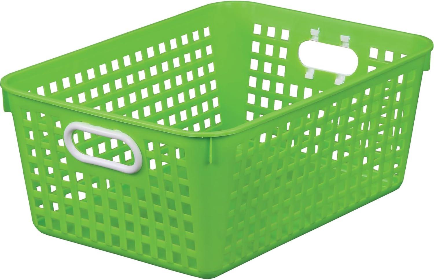 Large Neon Green Plastic Classroom Storage Basket