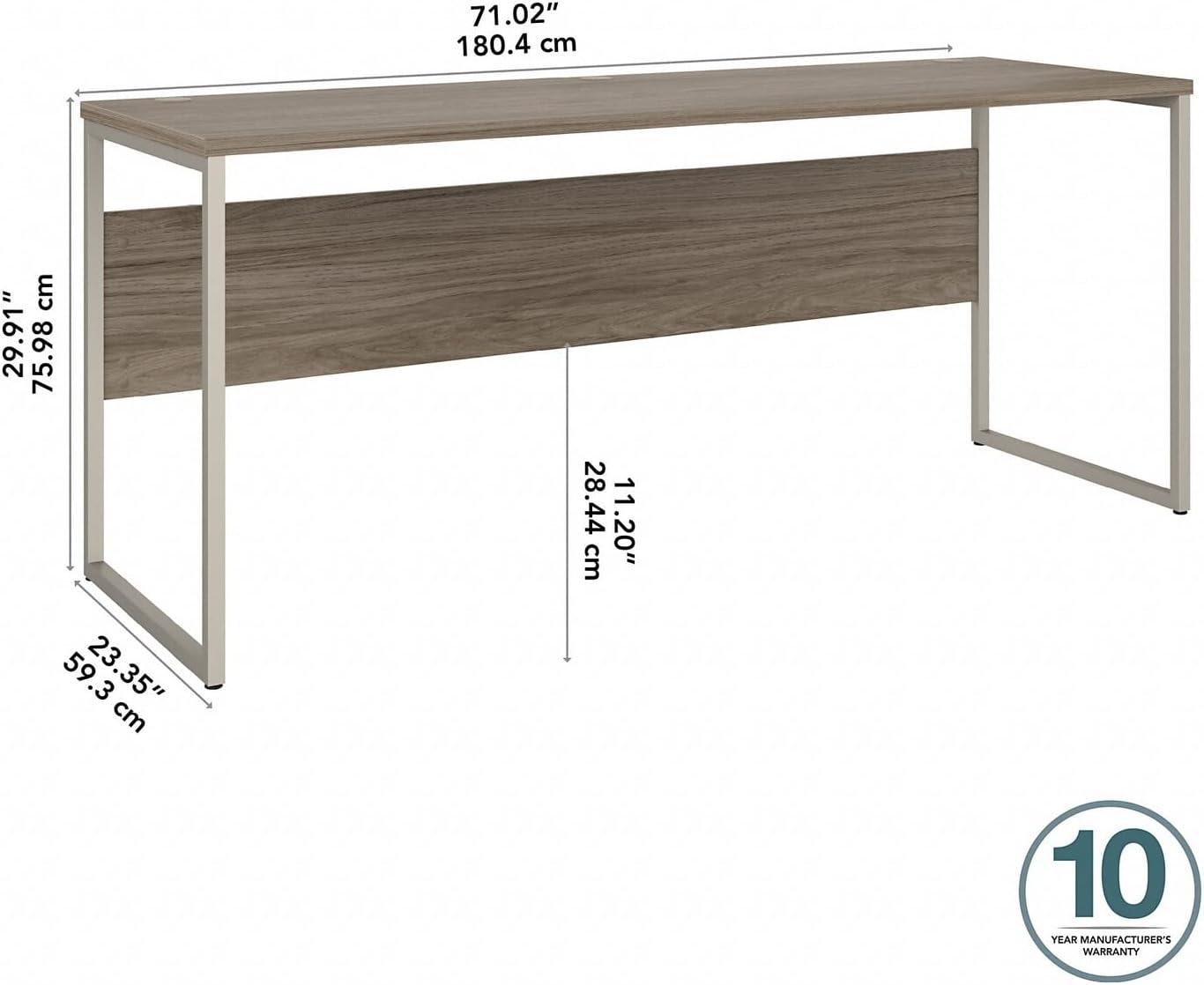 Hybrid 72W x 24D Computer Table Desk in Modern Hickory - Engineered Wood