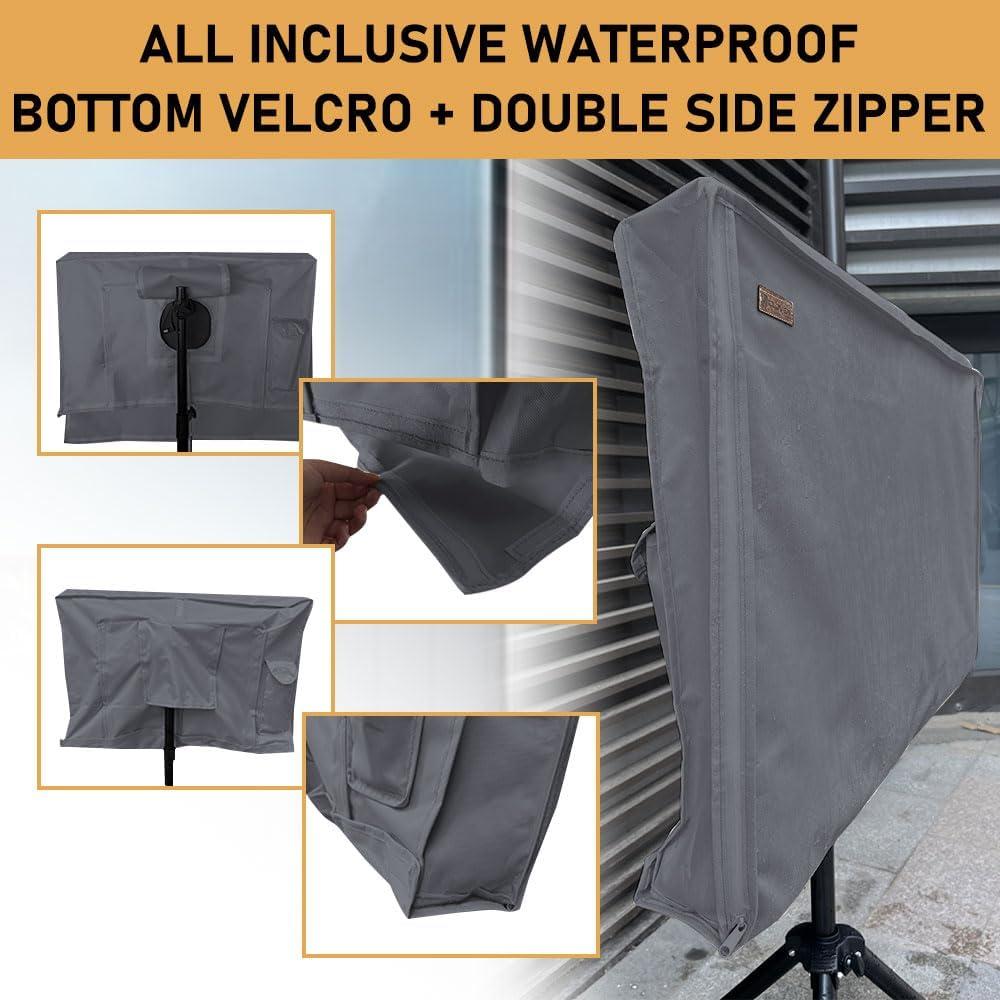 Outdoor TV Cover 41-43 Inches, HOMEYA 600D Heavy Duty Weatherproof TV Enclosure with Front Flap, Waterproof Zipper+Bottom Cover, for Outside LED LCD Flat Screen TVs-Cover Size 40.5''L x 24''H x 4.5"W