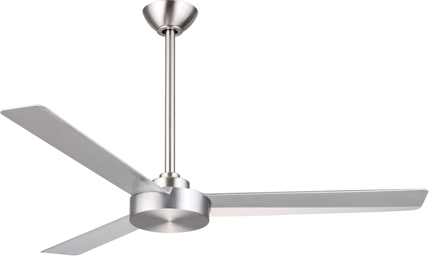 52" Minka Aire Modern 3 Blade Indoor Ceiling Fan Brushed Aluminum Silver for Living Room Kitchen Bedroom Family Dining House Home