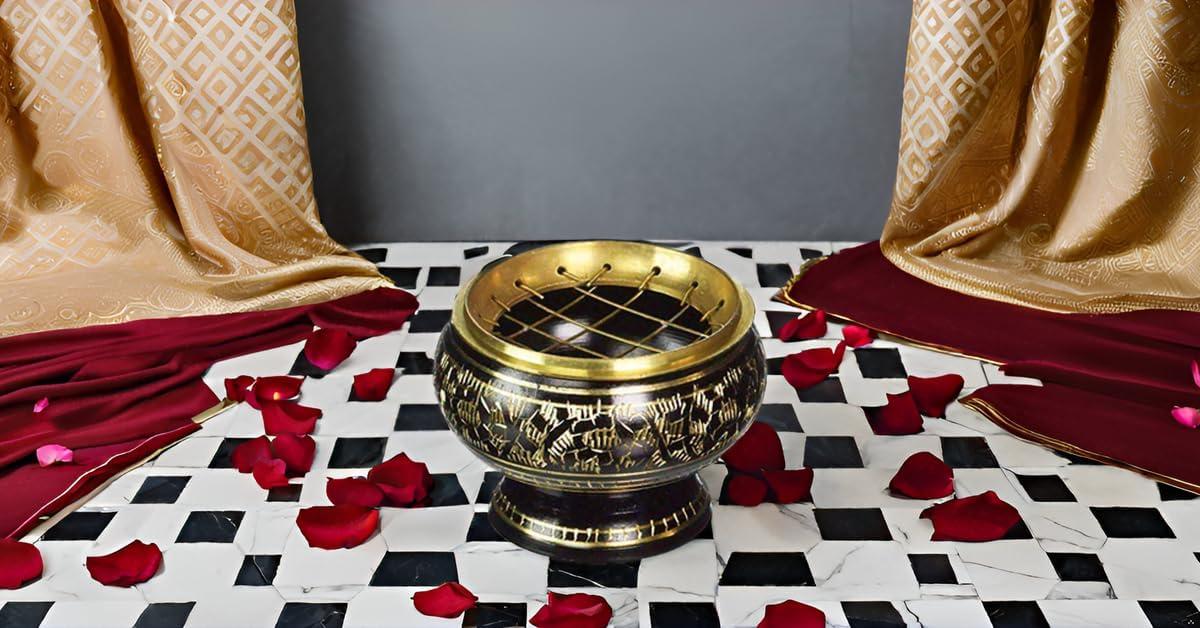 Brass Small Pooja Articles for poojan in Your Home Office or Temple Traditional Indian puja and Gift Items (Burner) Visit the PARIJAT HANDICRAFT Store 4.0