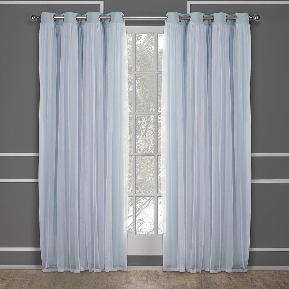 Exclusive Home Catarina Layered Solid Blackout and Sheer Window Curtain Panel Pair