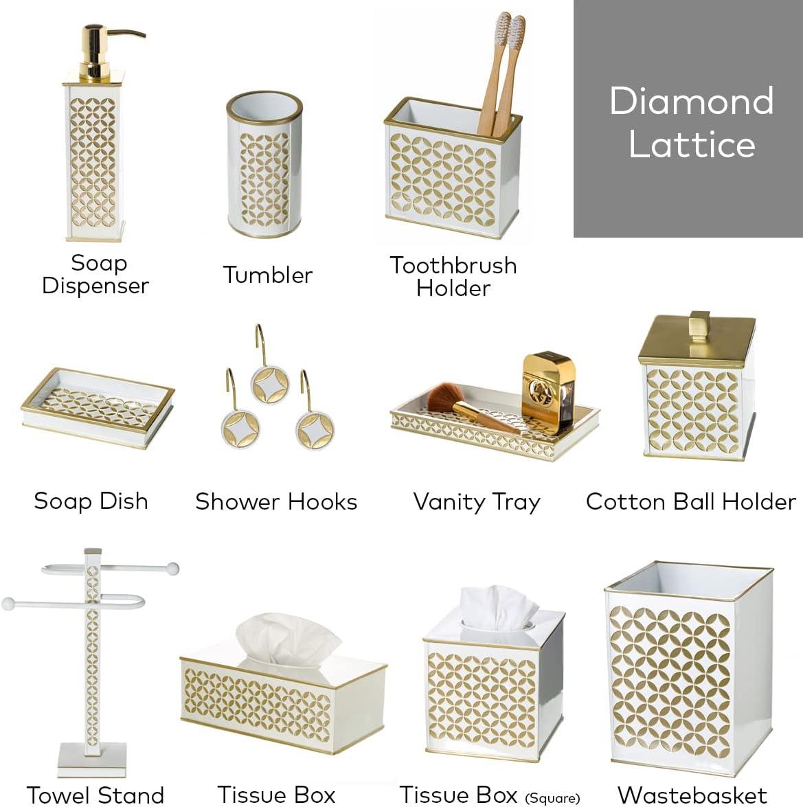 Creative Scents Diamond Lattice White Bathroom Accessories Set