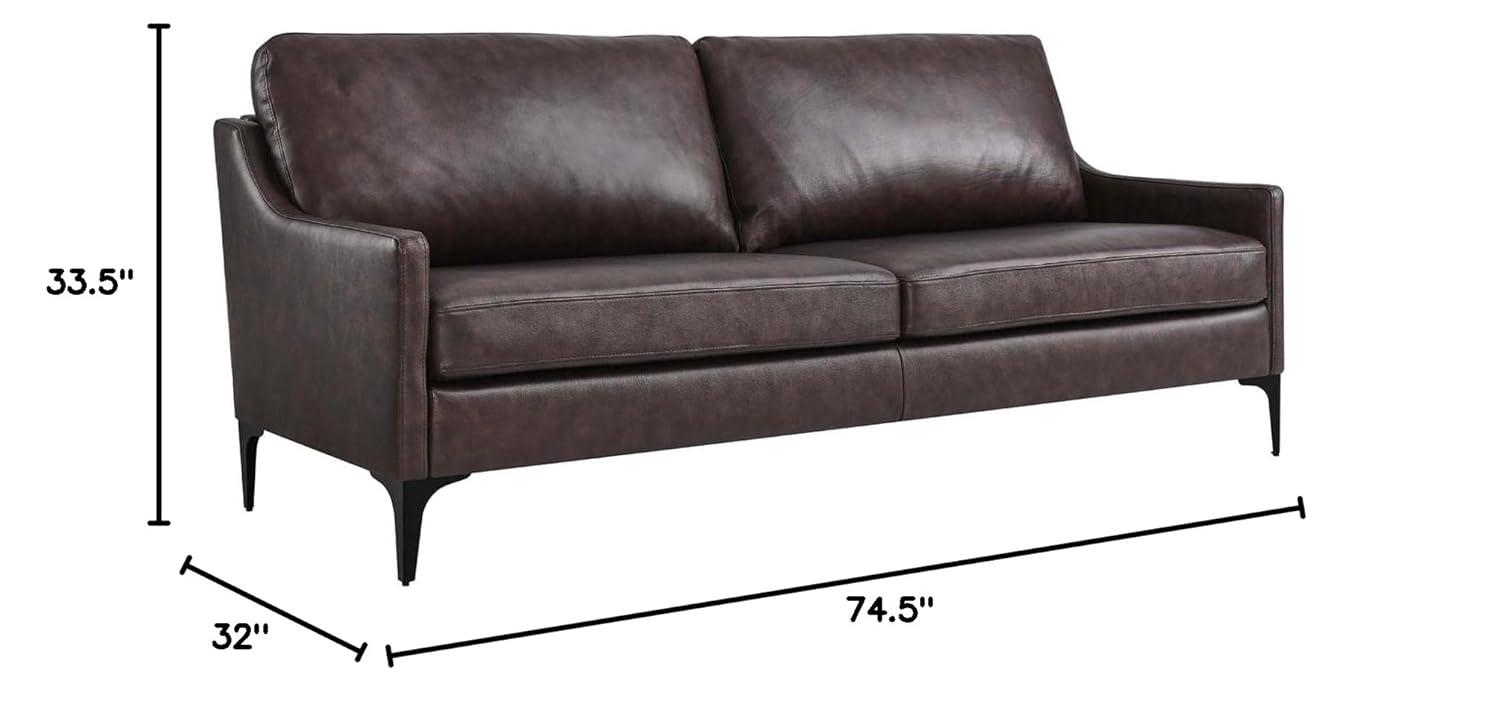 Corland Leather Sofa-EEI-6018-BRN