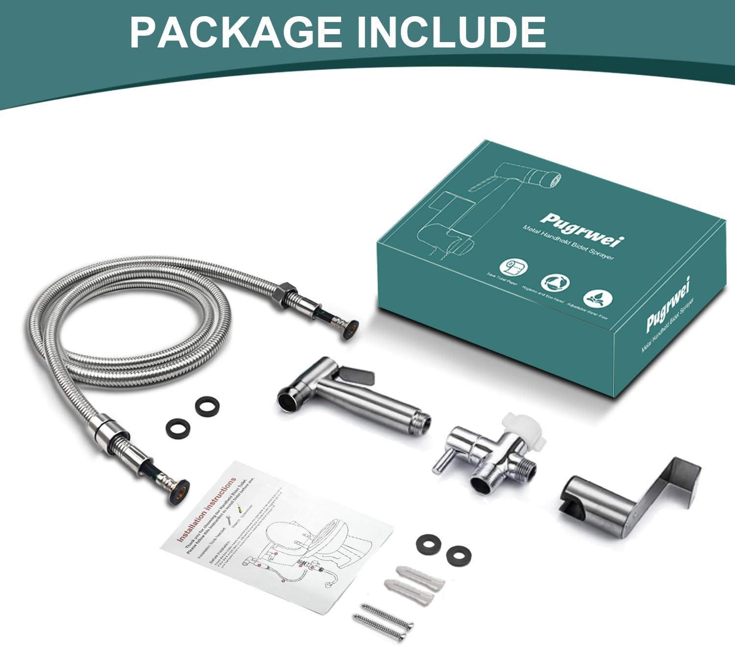 Handheld Bidet Sprayer for Toilet,Premium SUS304 Stainless Steel Bathroom Bidet Sprayer Attachment Set with Anti-Leak Hose&High Pressure, Ideal for Feminine Wash, Cloth Diaper Cleaning&Muslim Shower