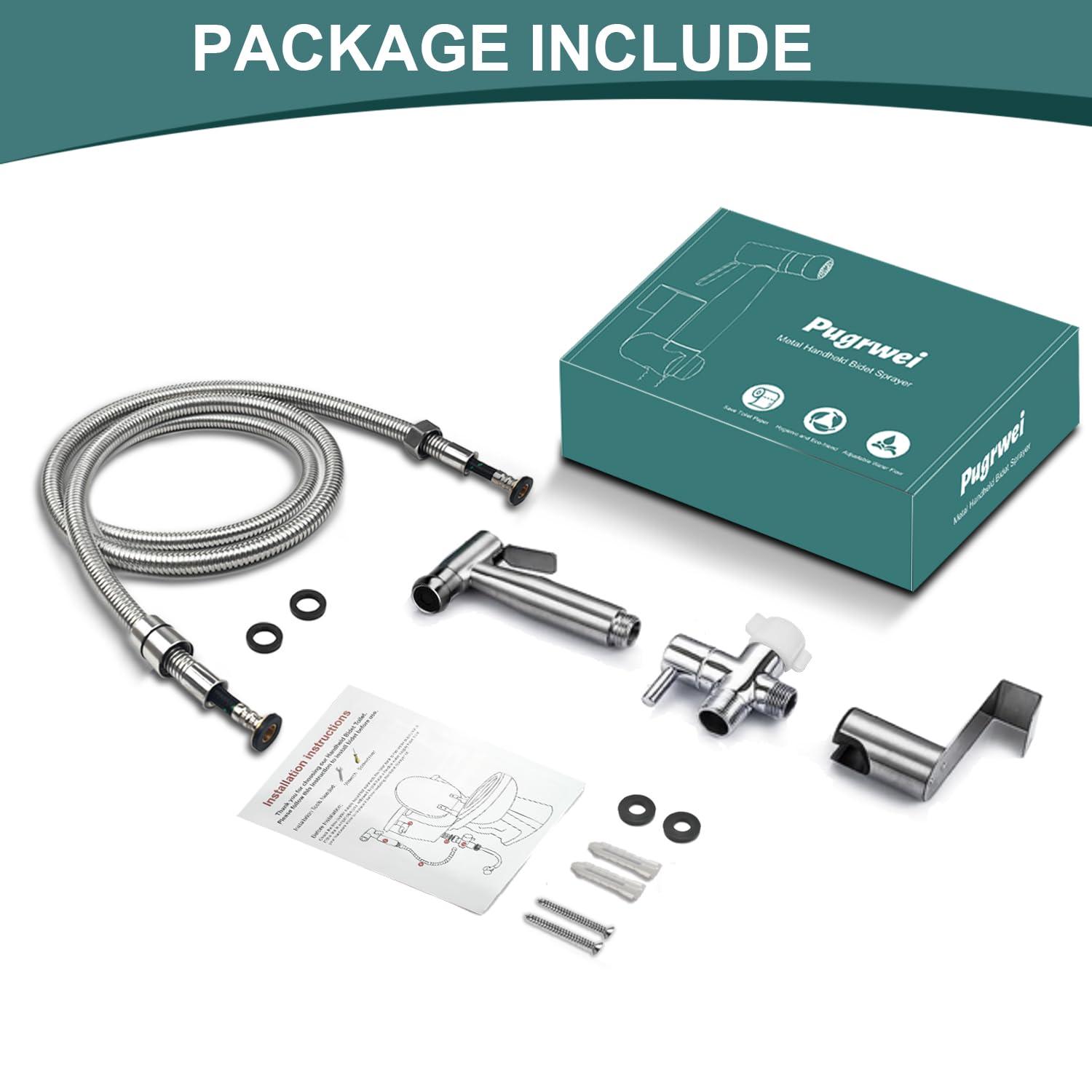 Handheld Bidet Sprayer for Toilet,Premium SUS304 Stainless Steel Bathroom Bidet Sprayer Attachment Set with Anti-Leak Hose&High Pressure, Ideal for Feminine Wash, Cloth Diaper Cleaning&Muslim Shower