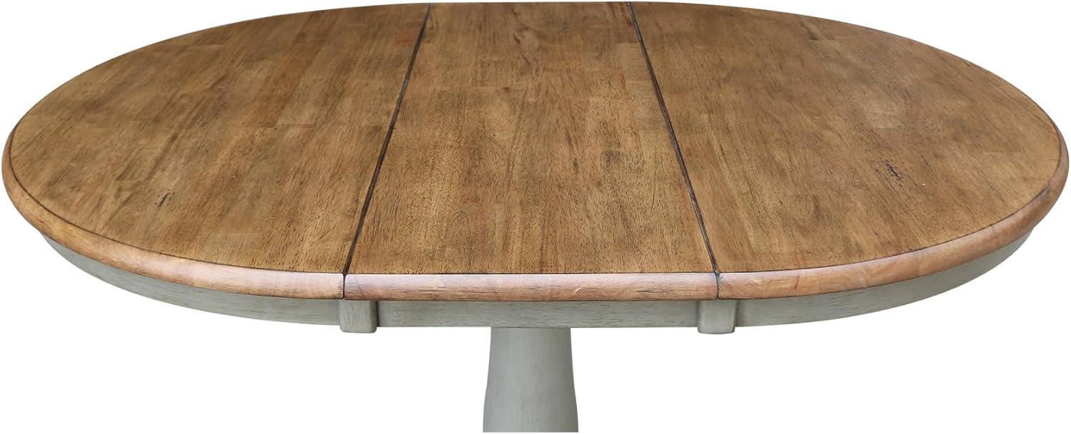 Kyle Round Top Pedestal Drop Leaf Dining Table Hickory Brown/Stone Gray - International Concepts: Solid Wood, Mid-Century Modern