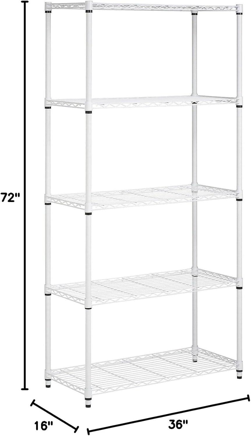 Honey-Can-Do 5-Tier Heavy-Duty Adjustable Shelving Unit With 350-lb Shelf Capacity, White,Shelves & Shelf Units White,Steel