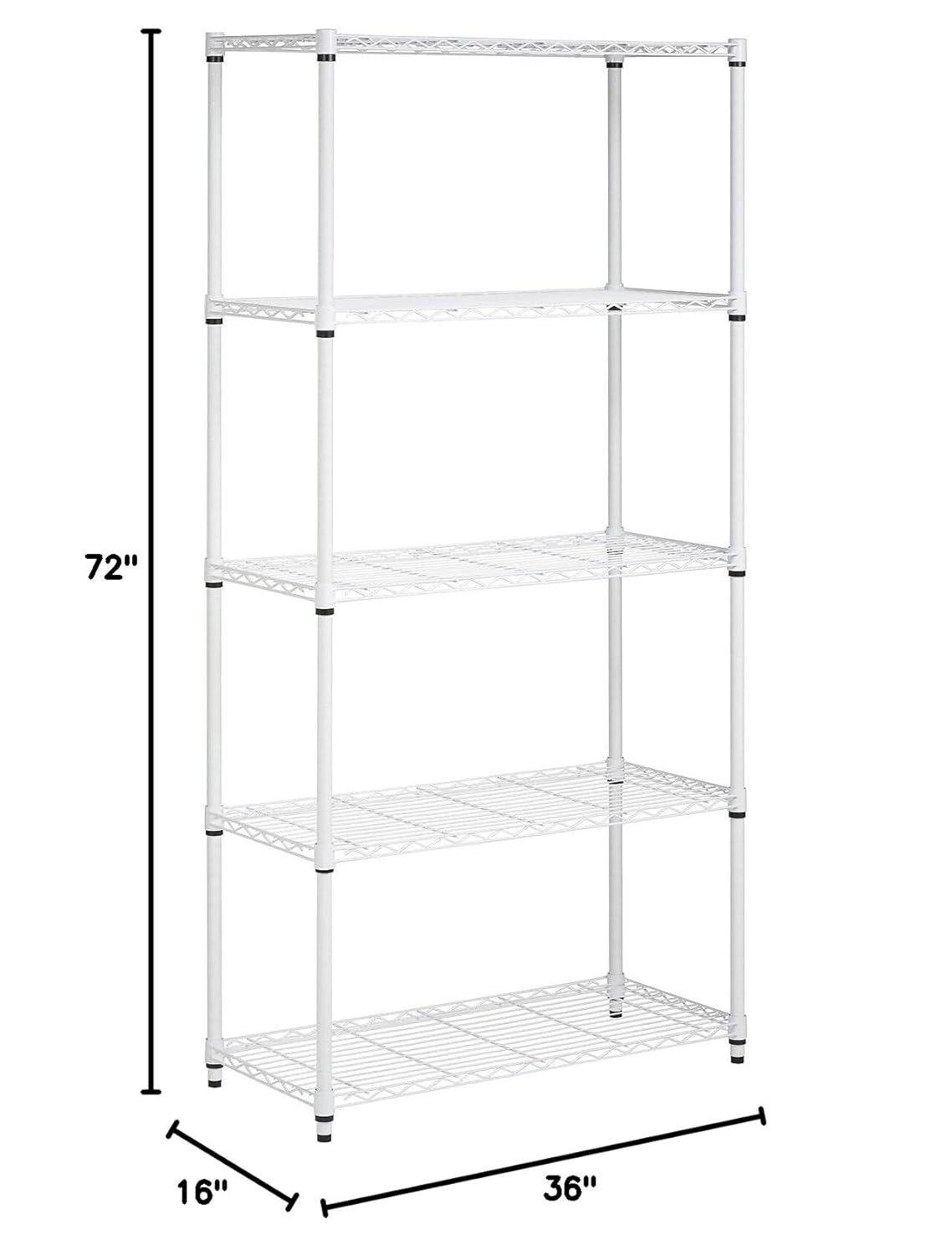 Honey Can Do 5-Tier Metal Height-Adjustable Shelving Unit (36" W X 72" H x 16" D)