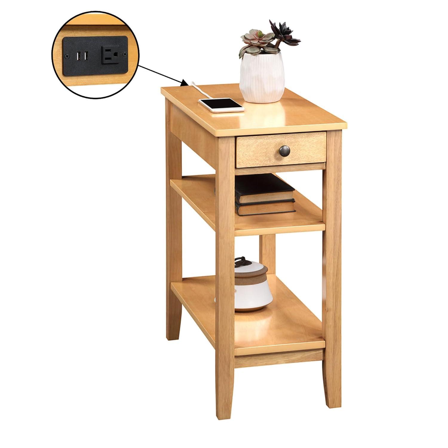 Convenience Concepts American Heritage End Table/Charging Station, Natural