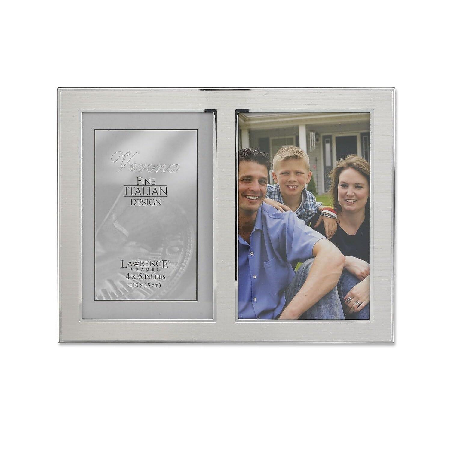 LawrenceFrames 750046D 4 x 6 in. Two Tone Triple Opening Panel Picture Frame, Silver